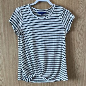 Apt. 9 Classic Black and White Striped Knotted Tee
